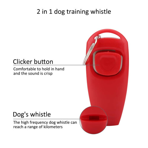Klicker-Pfeife für Welpen, 2-in-1, rot, 7,5  3,5  2 cm 2