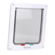 ABS Acrylic Pet Cats Screen Door Window Lockable Waterproof Medium Cat Flap (white)