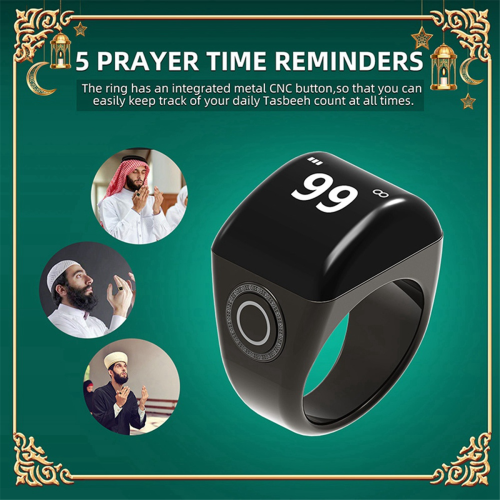 APP Controlled Display 5 Prayer Time Reminders Gold,22mm 1