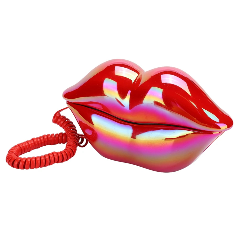 New Lips Landline Phone European Fashionable Desktop Telephone Red 4853878204782