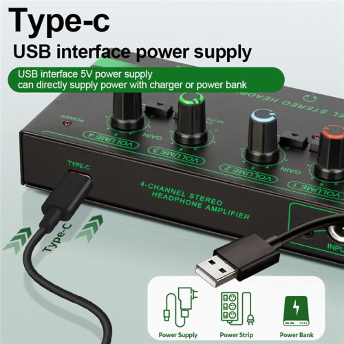 Stereo-Kopfhörerverstärker, Audio-Interface, rauscharmer Soundmixer 2