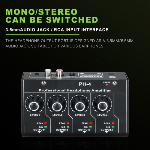 Headphone Amplifier Stereo Sound System 4 Channel AloneControl Volume 2