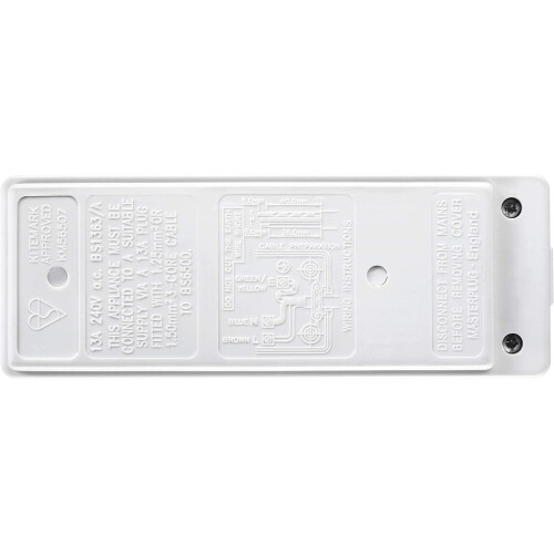 Masterplug Two Socket Trailing Socket with Power Indicator, without Plug and Cable, White 1