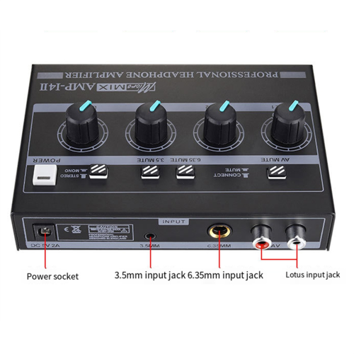 Amplificatore per cuffie professionale a 4 canali AMP‑I4Ⅱ con spina UE 2