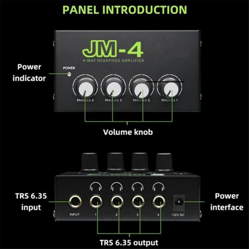 4-Way Headphone Amplifier 4 Channel Real Stereo Earphone AMP EU Plug