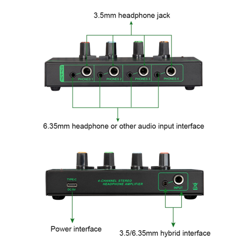 Headphone Amplifier with Power Adapter 10MHz Earphone Amp Green 2