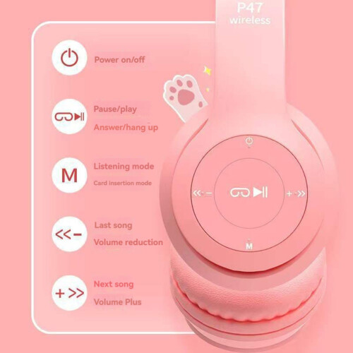 Foldable Headset with Mic, RGB LED Light for Gift School Gaming E 2