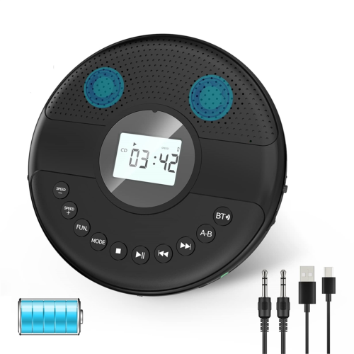 Draagbare cd-speler, Bluetooth cd-speler met dubbele luidspreker 1