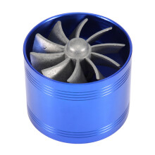 Car Air Intake Turbonator Single Fan Turbine Super Charger Gas Fuel Saver Turbo 64mm Blue