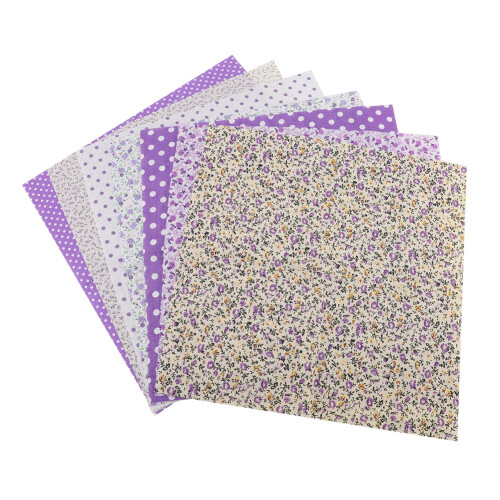 7pcs 50*50cm Cotton Fabric DIY Assorted Squares Pre Cut Bedding Kit Quarters Bundle (Purple) 1