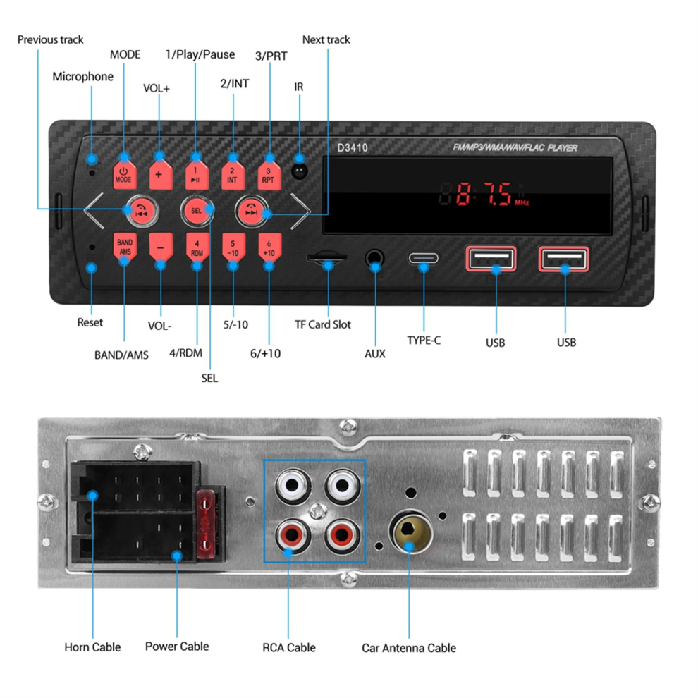 1Din In-Dash Car Radio Stereo Digital Bluetooth Audio 4853878218819
