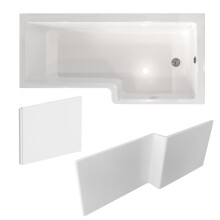 Nes Home 1700 x 850mm Right Hand L Shaped Shower Bath, Front Panel & End Panel