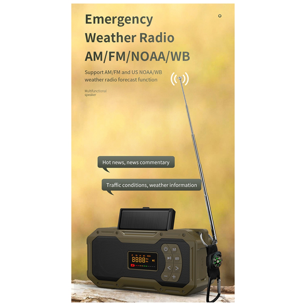 Emergency Weather Radios Hand Crank Solar Bluetooth Speaker 4851814587050