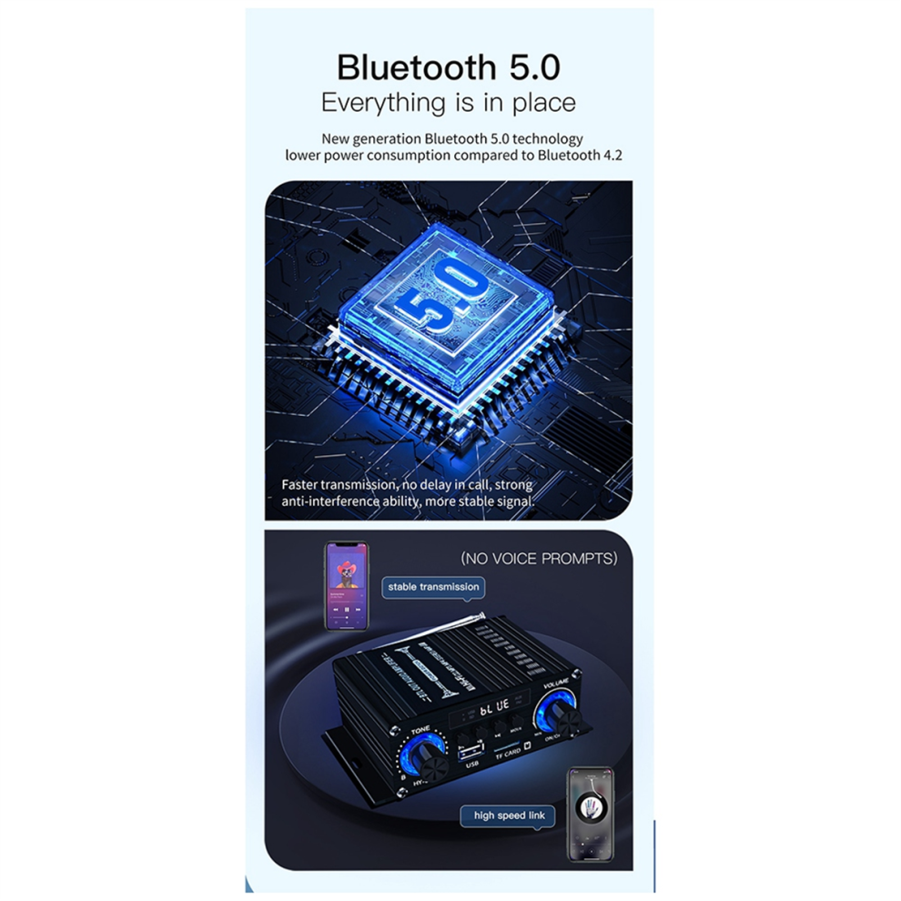 Digital Bluetooth Amplifier 12V Home Car 2 Channel HIFI Sound Speaker-image-OPC-PHWRVKM-NEW