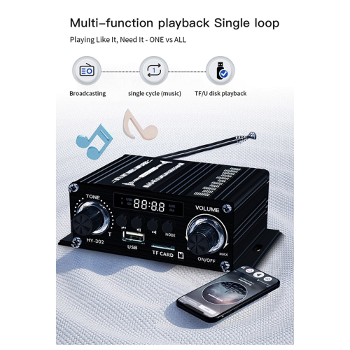 Digital Bluetooth Amplifier 12V Home Car 2 Channel HIFI Sound Speaker 2