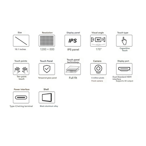 10.1 Inch LCD Display Touch Screen with 5MP Front Camera EU Plug
