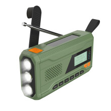 Mini rádio Bluetooth com manivela +// rádio FM, bateria solar de 4500 mAh.