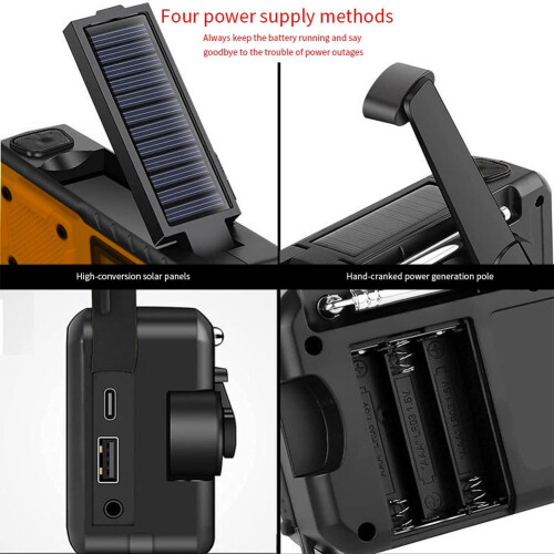 4000mAh solcellsdriven nödradio med LED-läslampa EU-version 1
