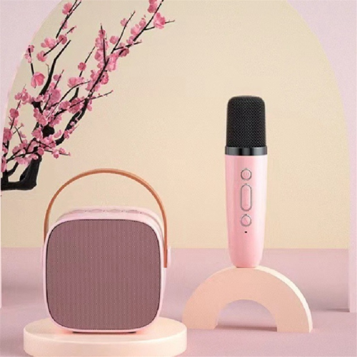 Bluetooth-luidspreker met 1 draadloze microfoon Mic Karaoke-machine Roze 2
