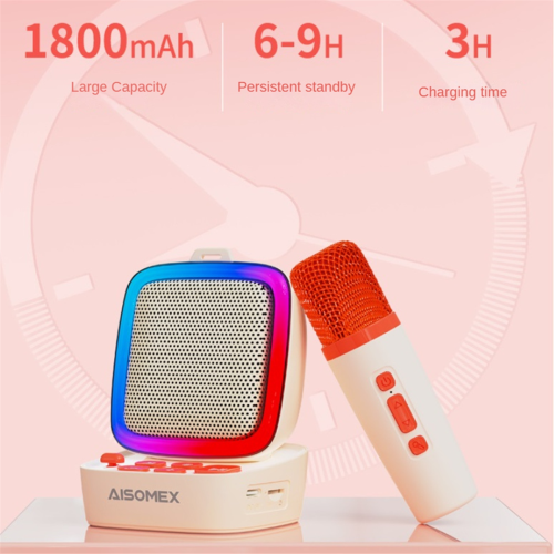 B156 Bluetooth Speaker Karaoke Audio Microphone,Pink A