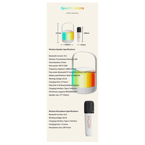 Enceinte PA Bluetooth 5.3 avec éclairage LED RGB multicolore 2
