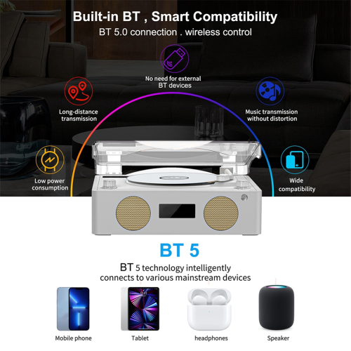 Lossless Bluetooth 5.0 CD Player with Ambient Light Built-in Speaker 1