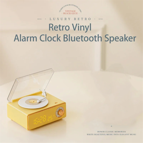 Retro Record Player Alarm Clock Audio Speaker 1