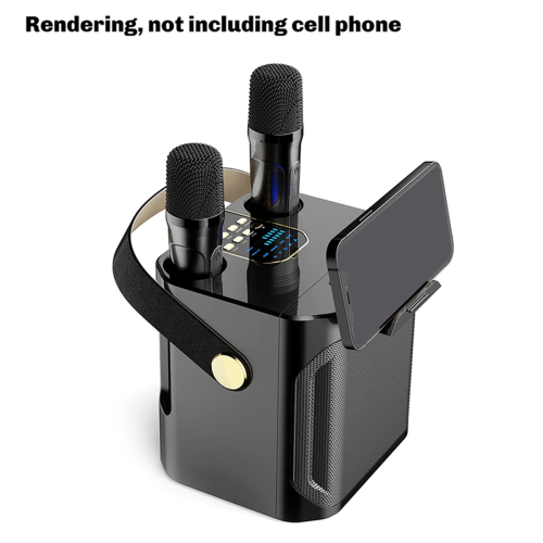 Caixa de som Bluetooth de alta potência para karaokê com microfone duplo, preta. 1