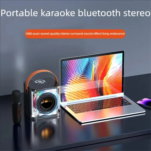 Mini Karaoke Machine Set Bluetooth Speaker Kleurrijke Licht Surround B 2