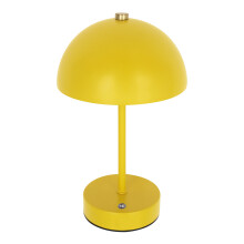 (Yellow) Global Gizmos Mushroom Table Lamp / Rechargeable Bedside Lamp / Touch Operated Dimming / 3 Different Light Shades / 25cm Height