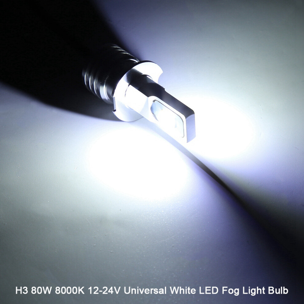 2Pcs H3 80W 8000K 12-24V Universal Accessory Led Fog Bulb With Decode White/Light 3041324538234