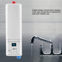 5500W 220V Mini Instant Hot Smart Water Heater Easy Installation for Kitchen Bathroom (White)