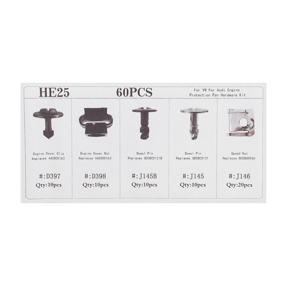 60Pcs Car Engine Protection Pan Clips Nut Pin Hardware Kit 8401324538767