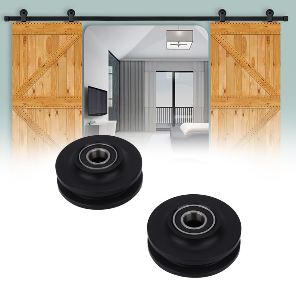 2Pcs Heavy Duty Barn Door Wheel Rail Sliding Gate Roller Hardware Plastic Metal 9371324541151