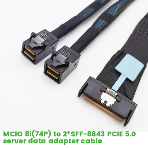 0,8 m serveradapterkabel Slimesas MCIO 8I naar 2xSFF-8643 MINISAS 2
