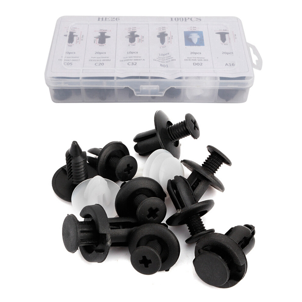 100Pcs Car Door Card Panel Trim Clips Bumper Fastener Retainer Push Rivet Kit Universal 8711324542269