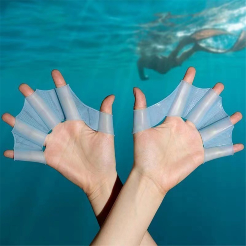 Silikon-Schwimmhandschuhe für Anfänger, Blau, Größe M 2