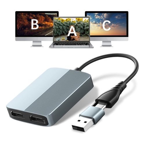Adaptateur USB 3.0 vers double sortie compatible pour 2 moniteurs 1