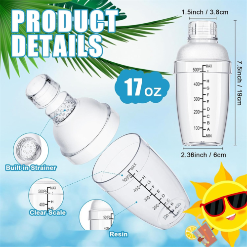 4 st plastcocktailshaker handdrinkmixer shaker 1