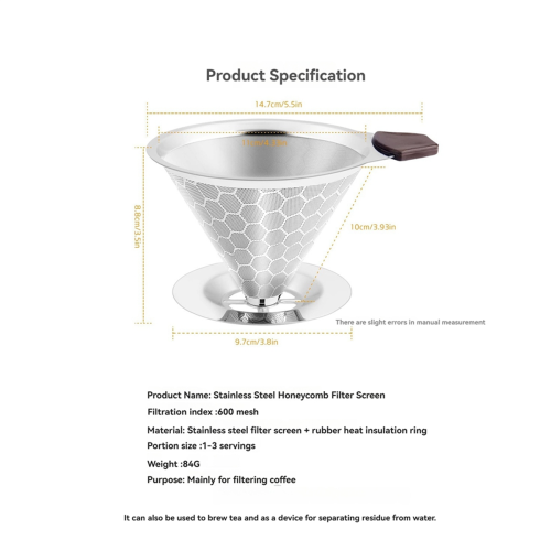Pour over Coffee Filter Dripper Reusable Stainless Steel 1