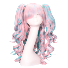Peluca para cosplay, estilo anime, con clip, cabello rizado multicolor, ideal para Halloween.