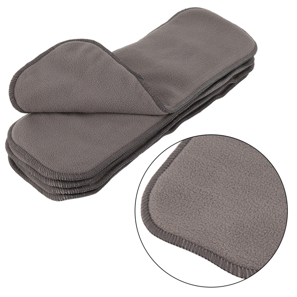 5Pcs Baby Soft Nappy Liners Insert Reusable Washable 4 Layers Diapers Bamboo Charcoal Grey