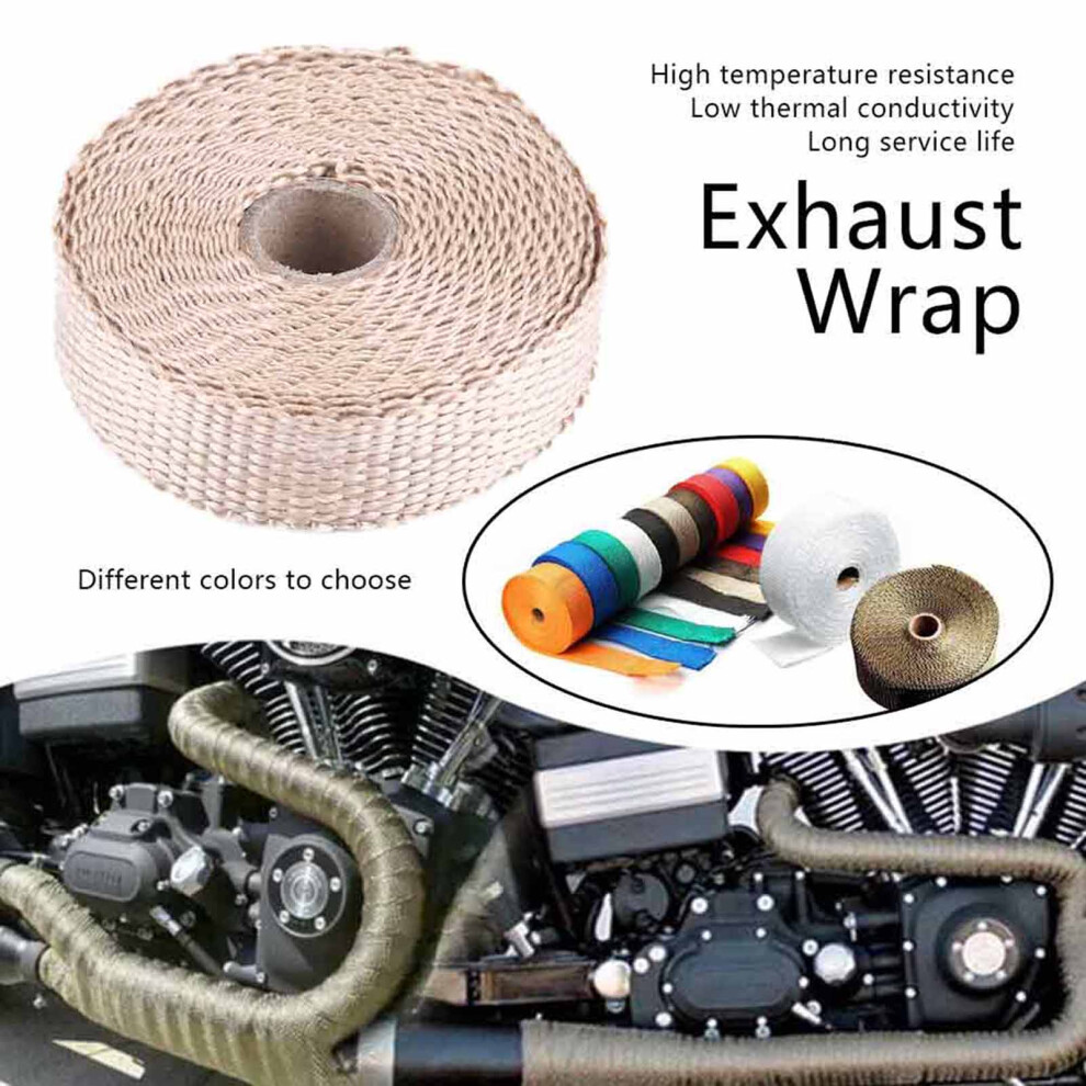 5M Car Insulation Tape Exhaust Heat Wrap With 4 Stainless Steel Cable Ties Titanium 7901324544269