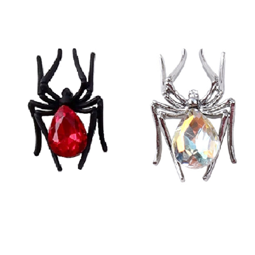 Spider Ornaments Alloy Studded Manicure Decoration Black & Silver