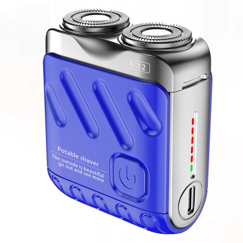 Rechargeable Electric Double Ring Magnetic Beard Shaver, Blue 2