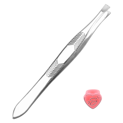 Pinça para sobrancelhas em aço inoxidável prateado com 8,9 cm de comprimento (3,5") 2