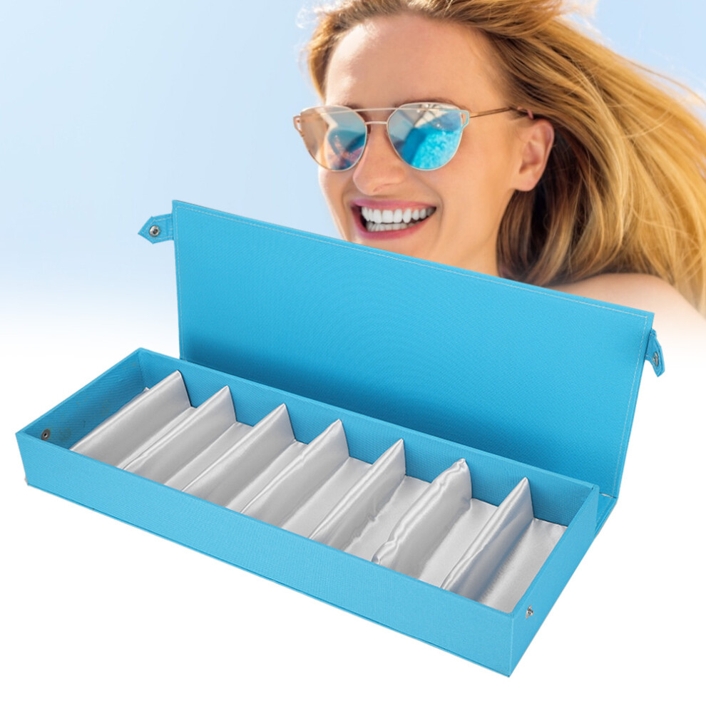 8Grids Multi Sunglasses Case Organizer Eyeglasses Eyewear Display Case Storage BoxBlue