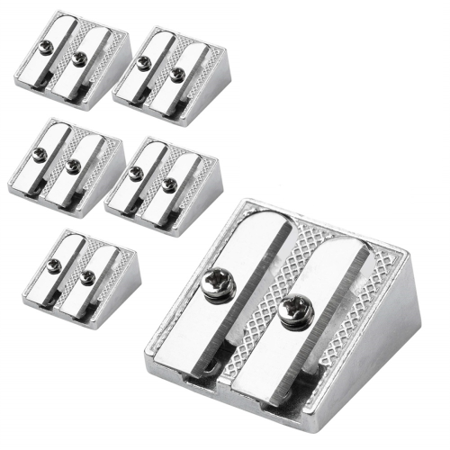 Handheld Metal Pencil Sharpener with 2 Holes, Pack of 6 1