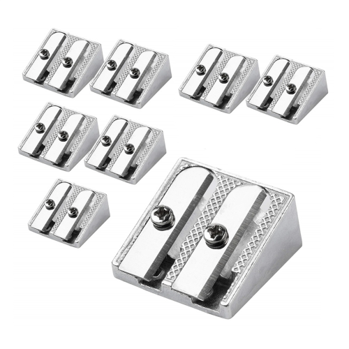 Handheld Metal Pencil Sharpener with 2 Holes, Pack of 8 1