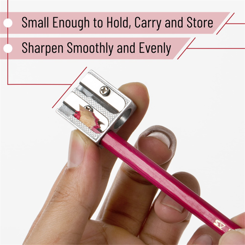 Handheld Metal Pencil Sharpener with 2 Holes, Pack of 6 2